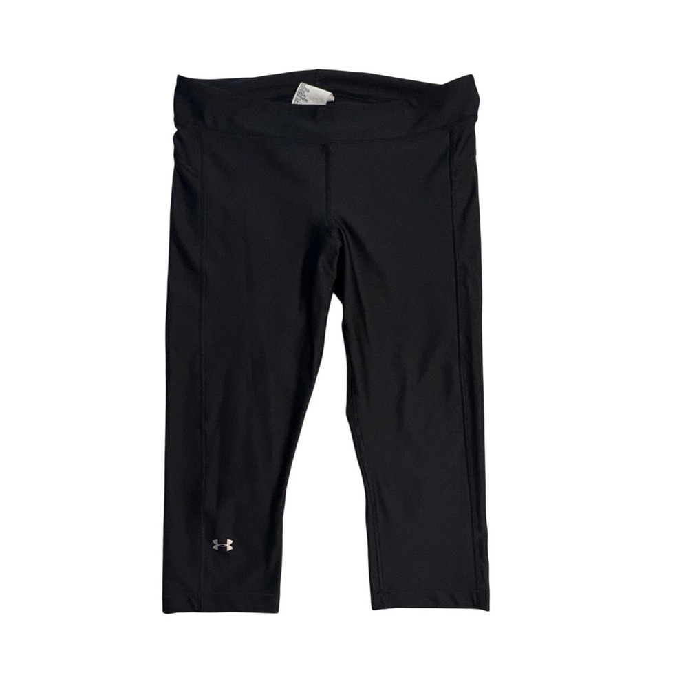 Under Armour Womens Black Compression Capri Leggings Crop Athletic Pants Large